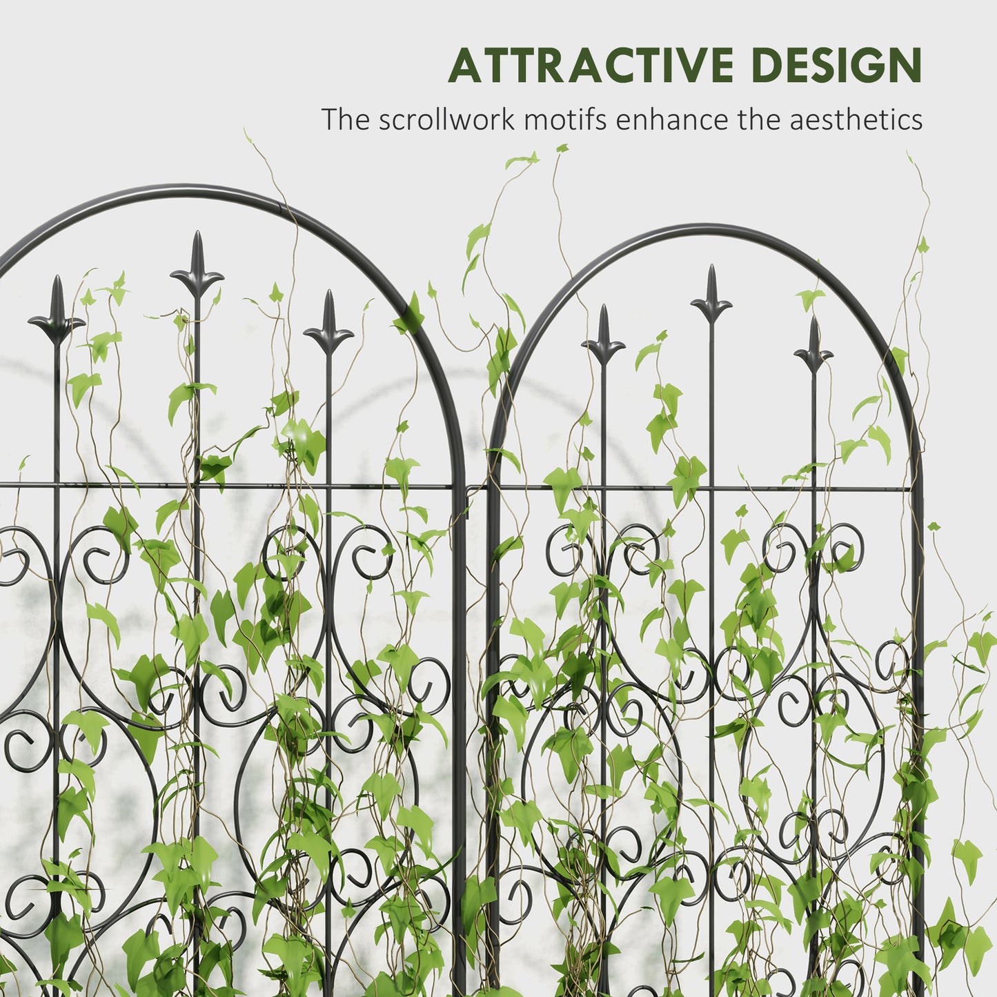 Set of 2 Metal Garden Trellis, Decorative Trellis Panels for Climbing Outdoor Plants, Vegetables, Vines, Flowers