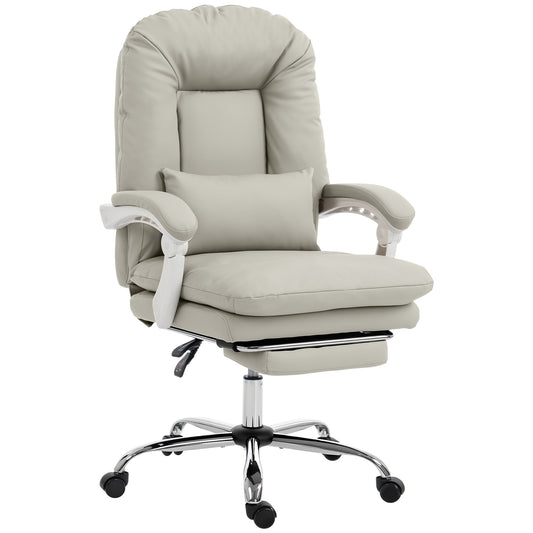 Ergonomic Executive Office Chair, Reclining Desk Chair with Lumbar Support, Footrest, Plush Thick Cushion, Khaki