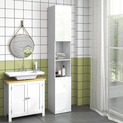 Multi-Storage Slim Bathroom Cabinet - High Gloss White