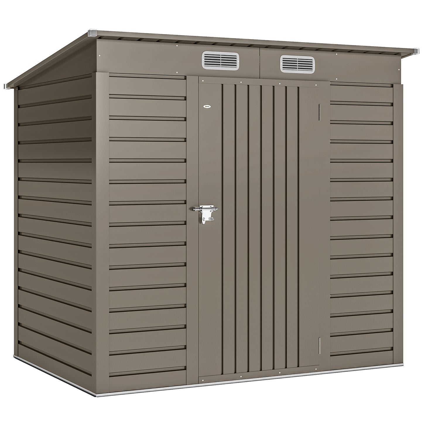 4 x 6ft Galvanised Metal Garden Shed, with Locking Door - Grey