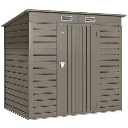 4 x 6ft Galvanised Metal Garden Shed, with Locking Door - Grey