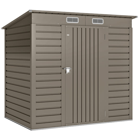 4 x 6ft Galvanised Metal Garden Shed, with Locking Door - Grey