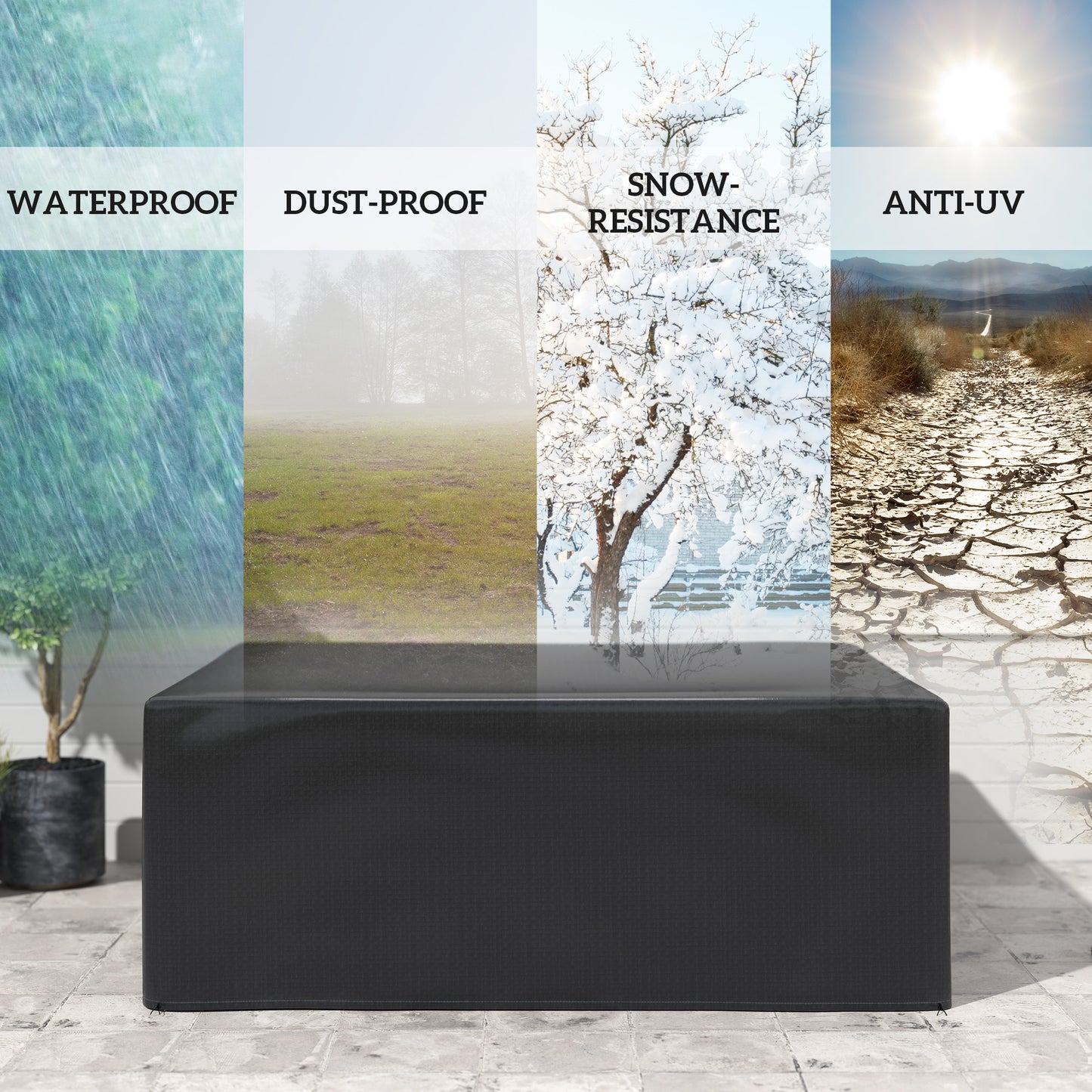 Garden Furniture Cover, Waterproof Anti-UV Large Protective Patio Set Covers, 235 x 190 x 90cm, Black