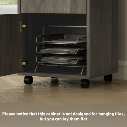 Filing Cabinet, Mobile File Cabinet with 2 Drawers, Office Home Organiser on Wheels for A4, Letter-Size File Folders