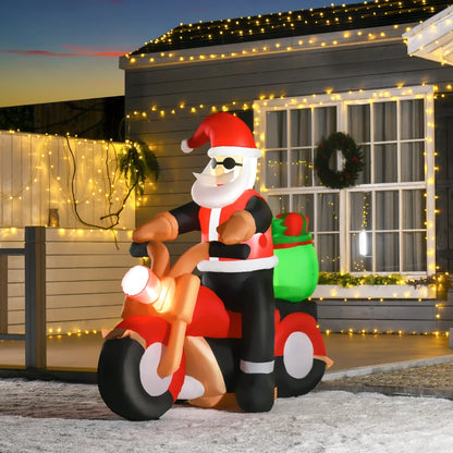 5.5ft Inflatable Santa Claus riding Inflatable Motorbike Christmas Decoration