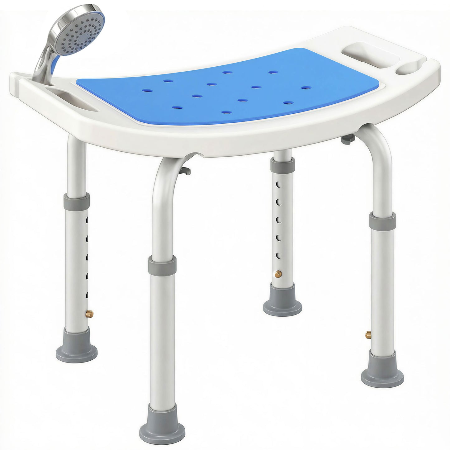 Shower Chair, Adjustable Height Shower Stool with Aluminium Frame and Non-Slip Feet