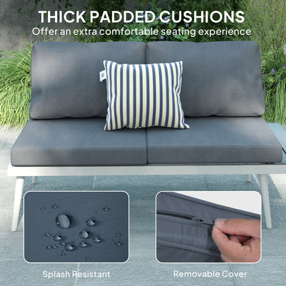 3 Piece Garden Furniture Set with 5-Level Adjustable Lounger, L Shaped Garden Corner Sofa with Cushions, Mesh Seat