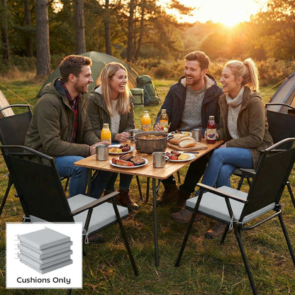 Set of 6 Outdoor Seat Cushions with Machine Washable Cover, Water Repellent Seat Cushions Light Grey