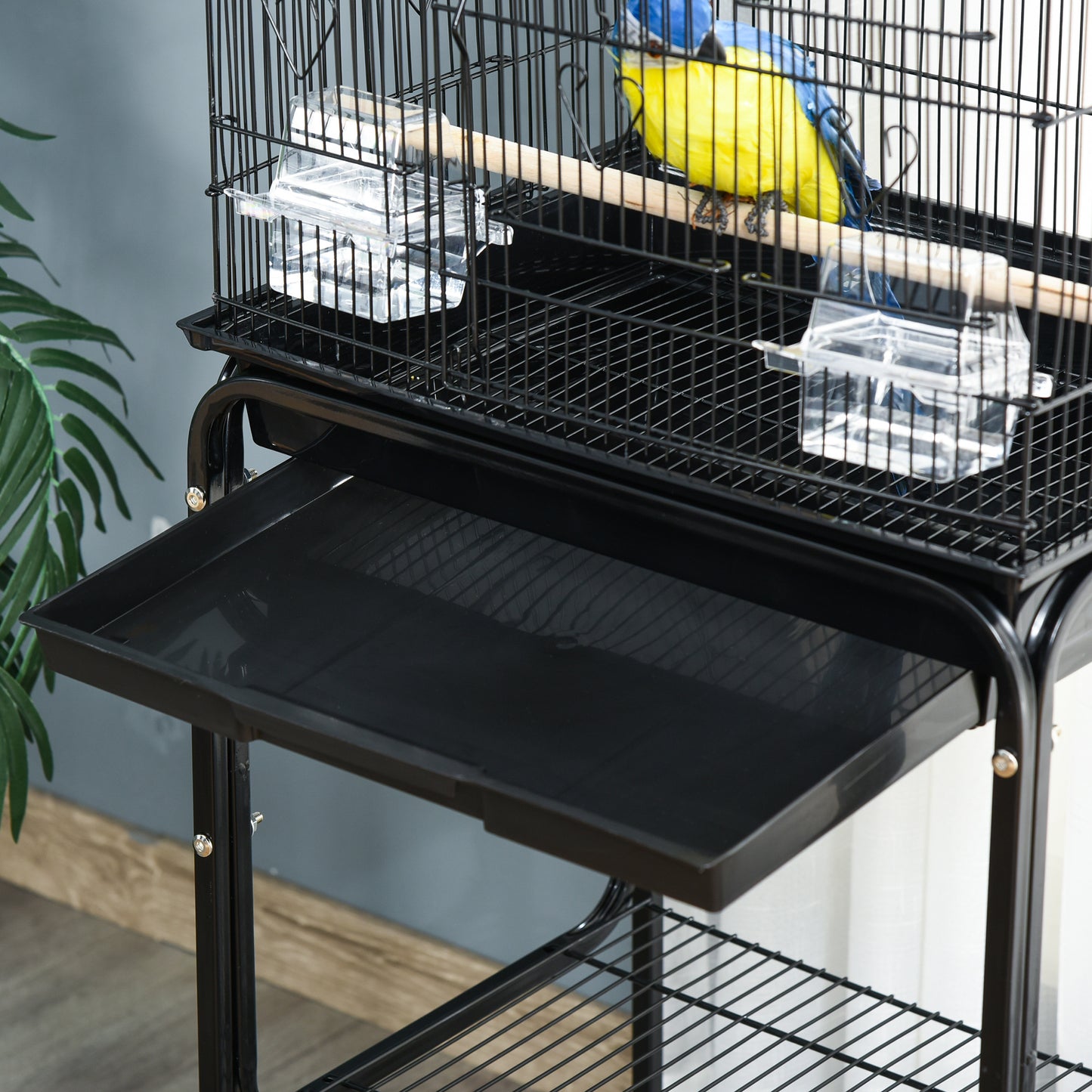 Bird Cage Budgie Cages for Finch Canary Parakeet with Stand Wheels Slide-out Tray Accessories Storage Shelf