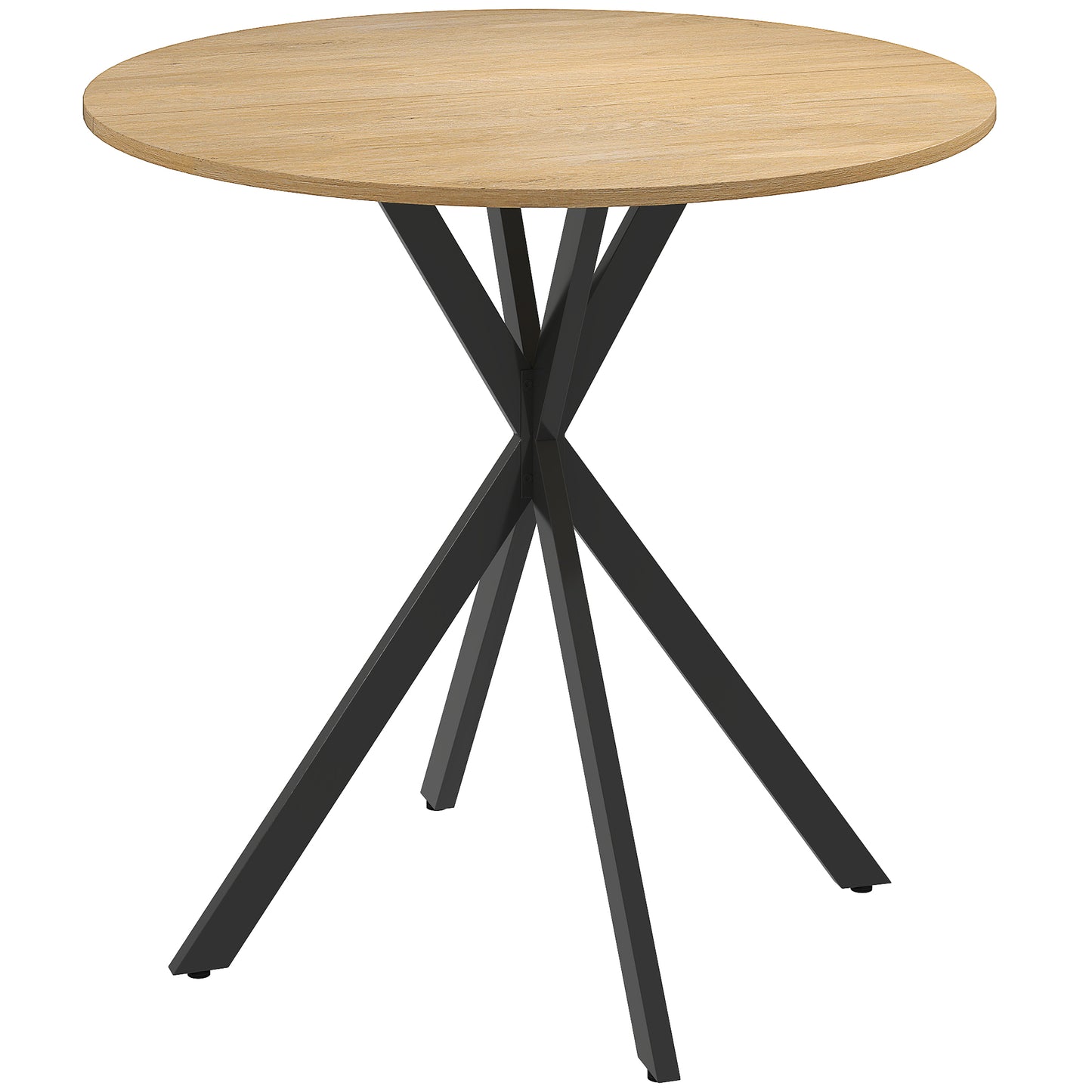 80cm Industrial Round Dining Table - White Oak