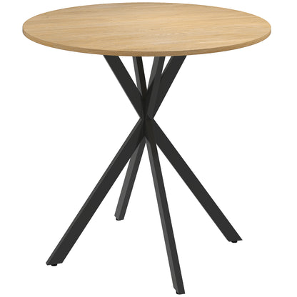 80cm Industrial Round Dining Table - White Oak