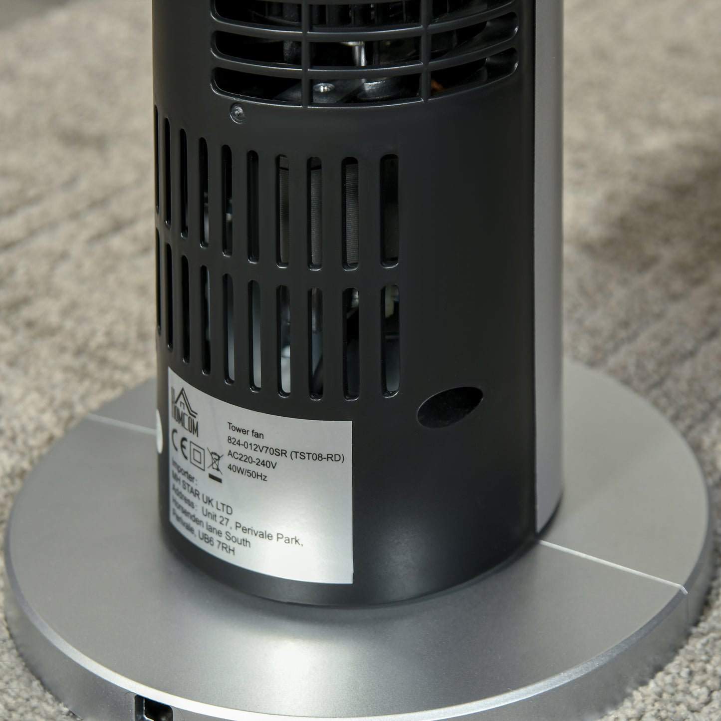31 Inch Bladeless Oscillating Tower Fan with 70° Oscillation, Remote Control, 7.5H Timer, 3 Speed 3 Modes