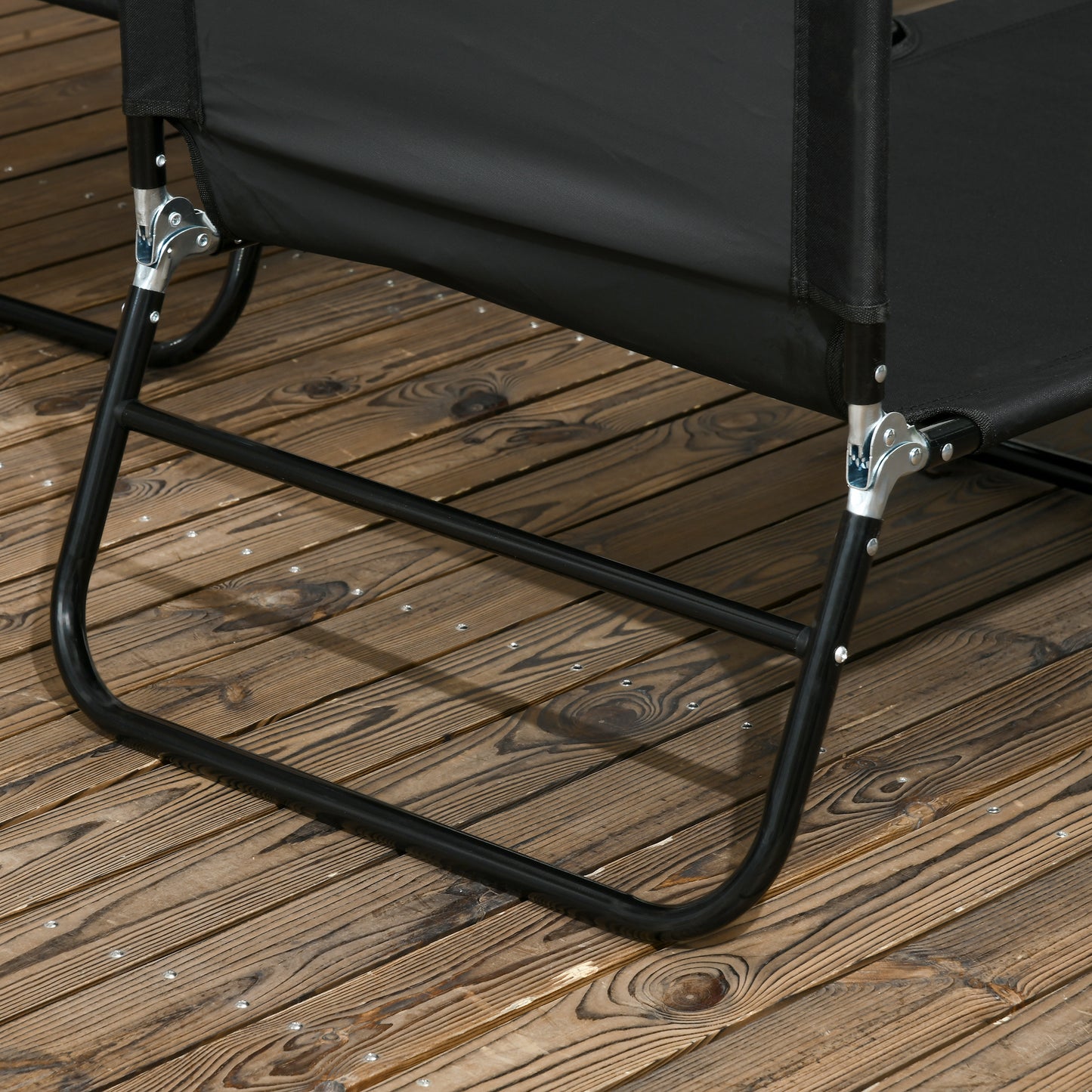 Set of Two Metal Frame Folding Sun Loungers - Black