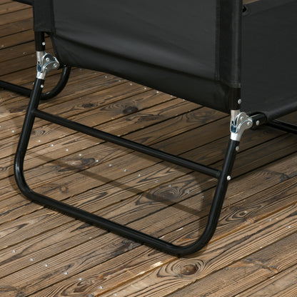 Set of Two Metal Frame Folding Sun Loungers - Black