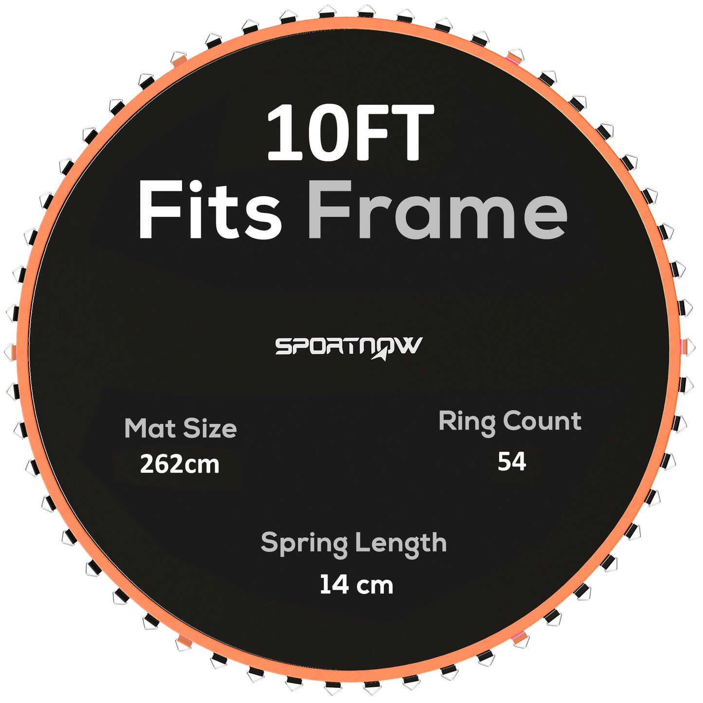 Trampoline Replacement Mat with Spring Pull Tool, 54 V-Hooks, for 10ft Trampoline using 14cm Springs, Orange