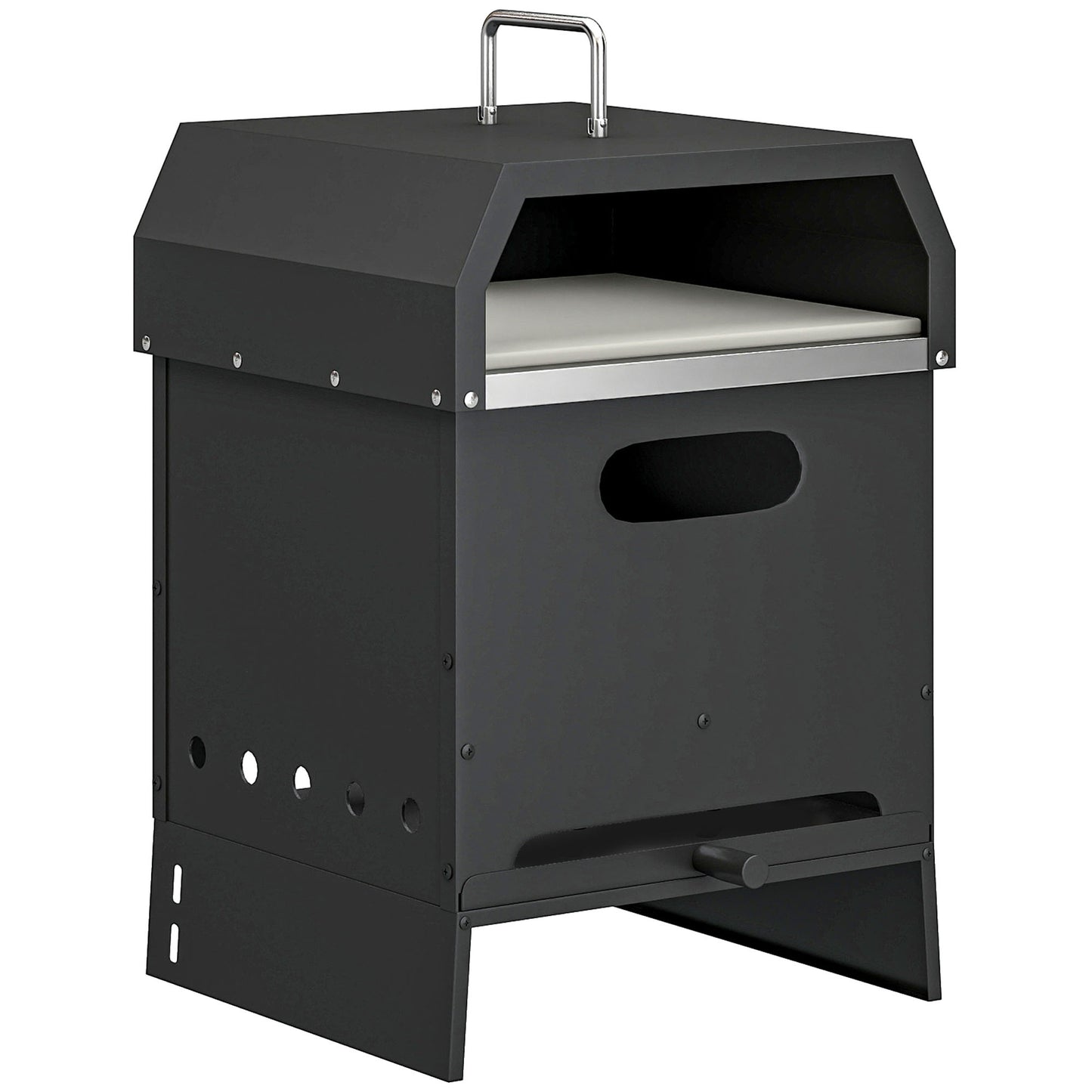 3 in 1 Outdoor Pizza Oven, Portable Wood Fired Pizza Maker with Handles, Stone and Peel