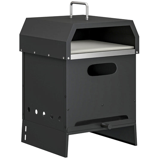 3 in 1 Outdoor Pizza Oven, Portable Wood Fired Pizza Maker with Handles, Stone and Peel
