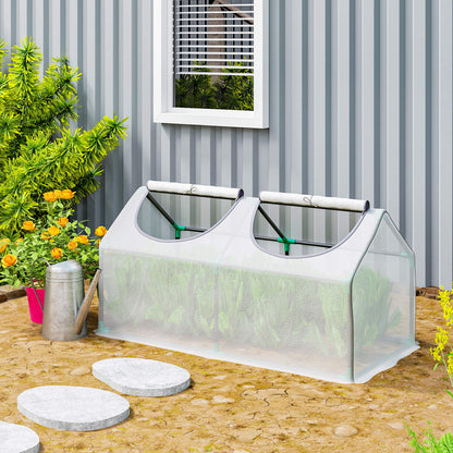 Mini Greenhouse Portable Flower Planter Tomato Vegetable House for Garden Backyard with Zipper 120 x 60 x 60 cm, White