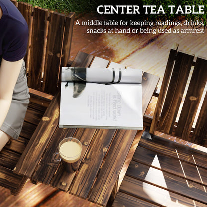 2-Seater Garden Loveseat with Table and Parasol Hole for Porch, Patio, Carbonised Finish