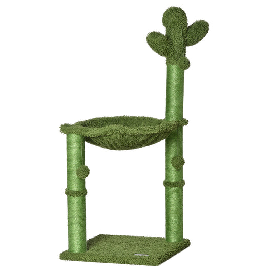 Cactus Cat Tree Tower for Indoor Cats Sisal Scratching Post with Hammock Bed Dangling Ball 40 x 40 x 96 cm