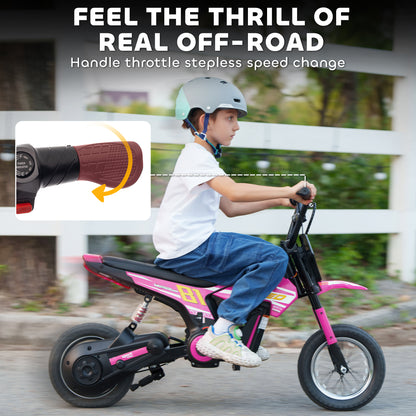 Kids Electric Motorbike, 24V Ride On Motorcycle with 3 Speeds and Rear Suspension, Dirt Bike for 8-12 Years Old, Pink