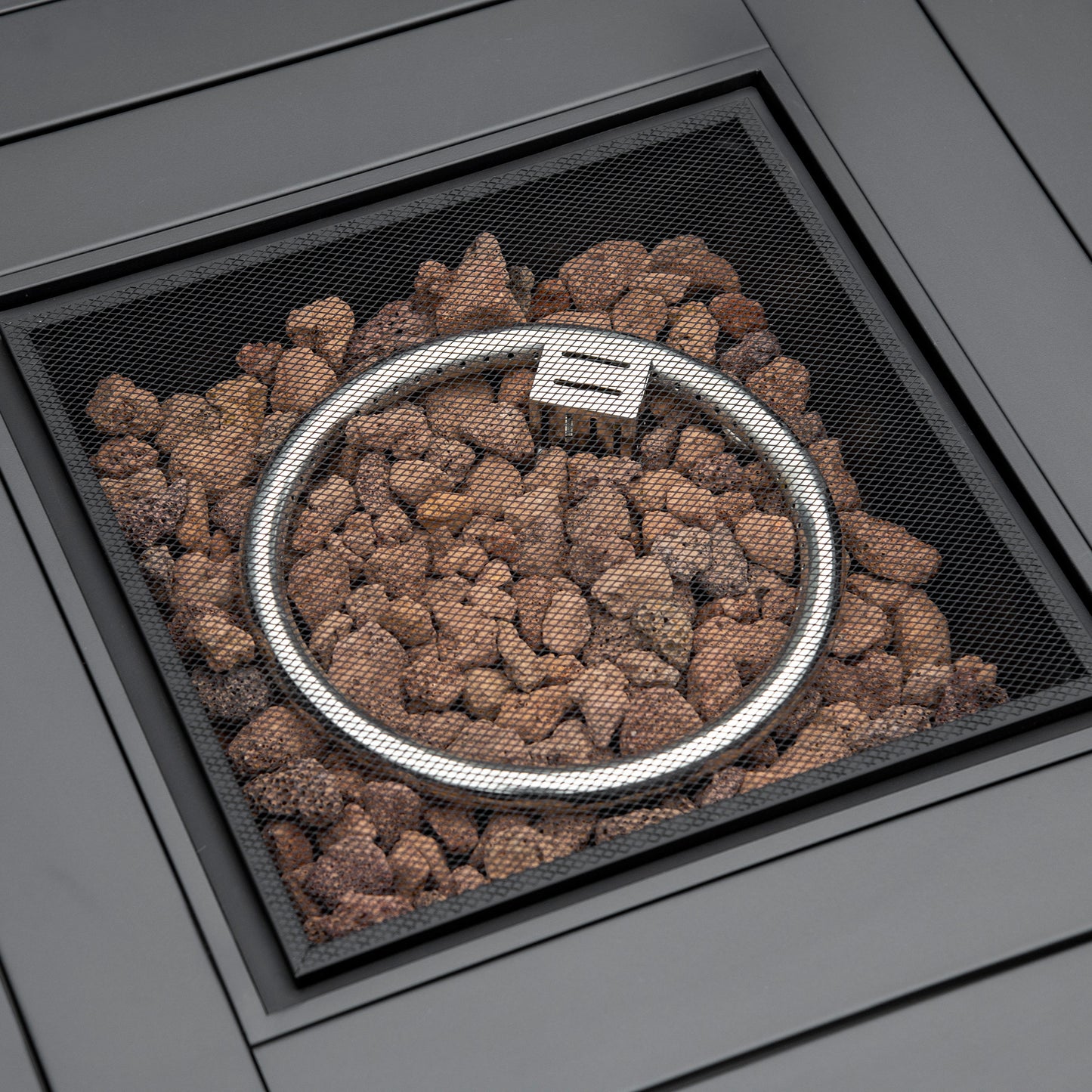 Outdoor PE Rattan Gas Fire Pit Table, Patio Square Propane Heater with Rain Cover, Mesh Lid and Lava Stone, 40,000 BTU