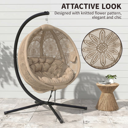Round Egg Basket Chair, with Steel Stand, Sand