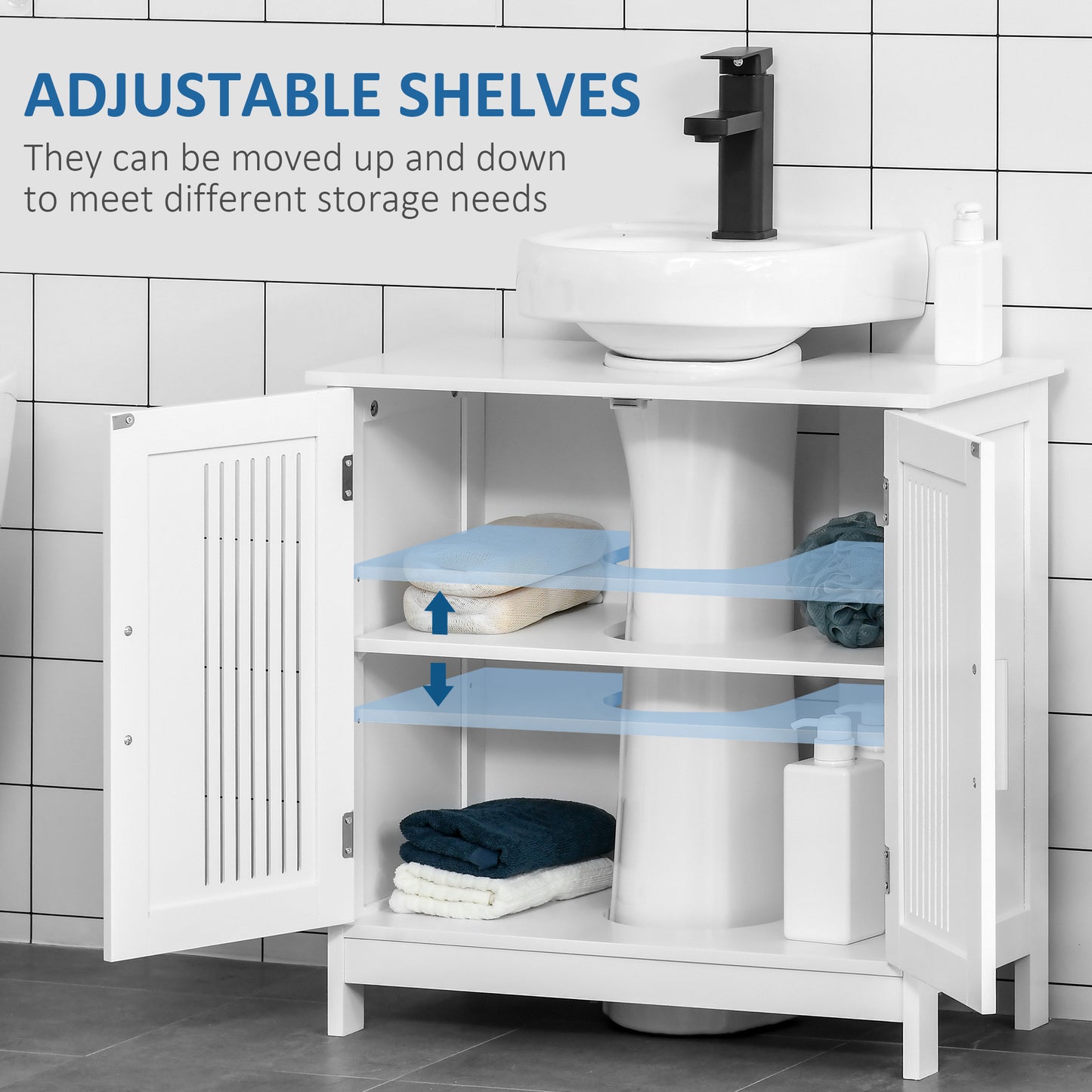 Modern Under Sink Cabinet with 2 Doors, Bathroom Vanity Unit, Pedestal Under Sink Design