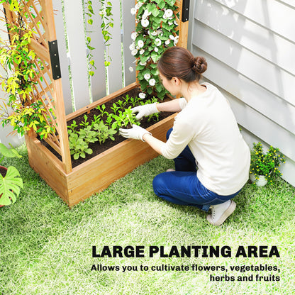 Fir Wood 110 x 44 cm Planter and Trellis Garden Bed