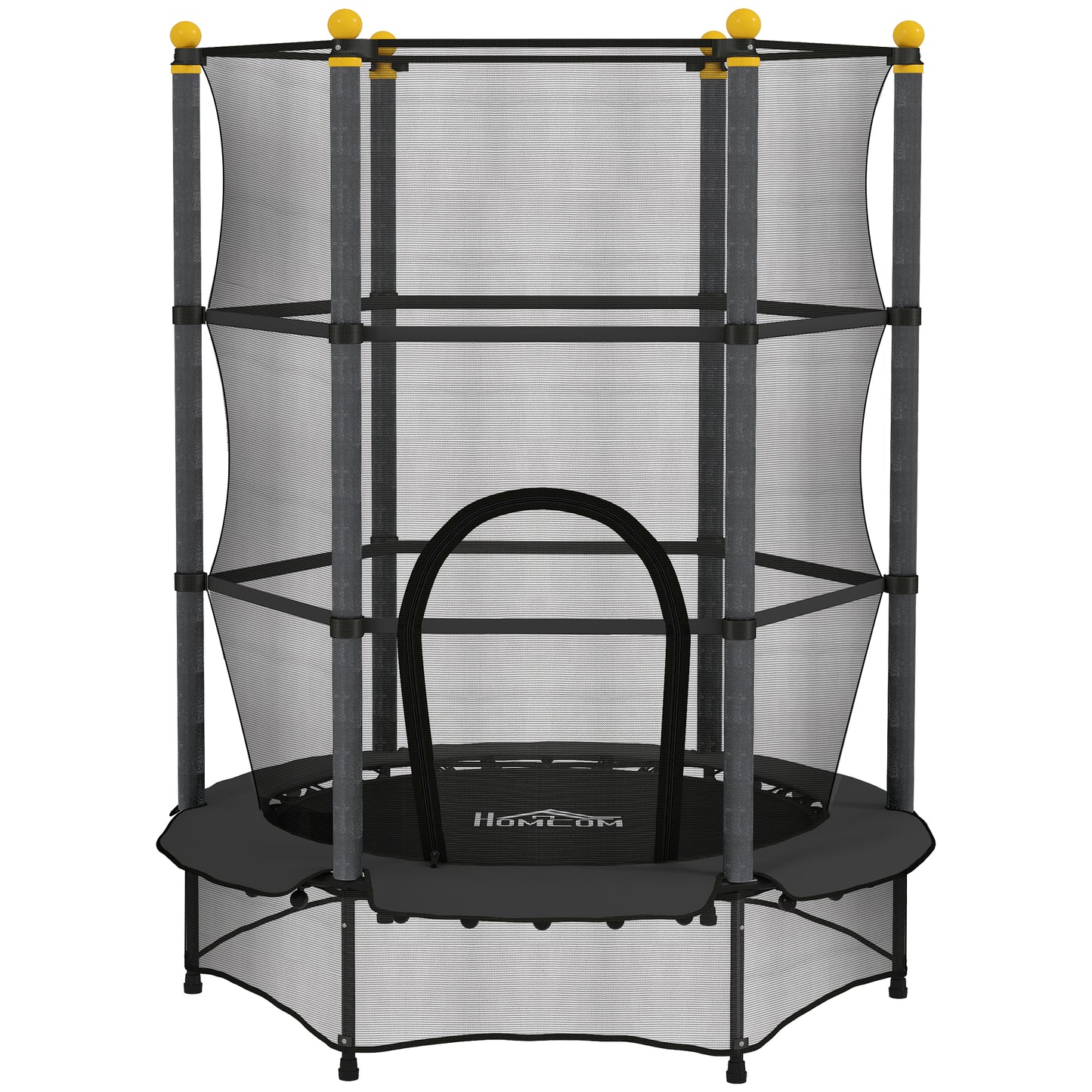 4.6FT/55" Kids Trampoline with Enclosure Net, Outdoor Indoor Use, for Ages 3-10 Years, Black
