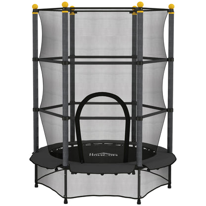 4.6FT/55" Kids Trampoline with Enclosure Net, Outdoor Indoor Use, for Ages 3-10 Years, Black