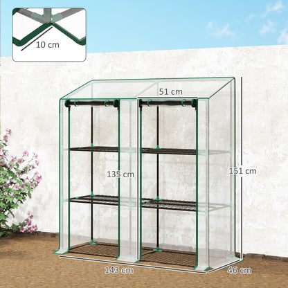46 x 143cm Three-Shelf Mini Greenhouse - Clear