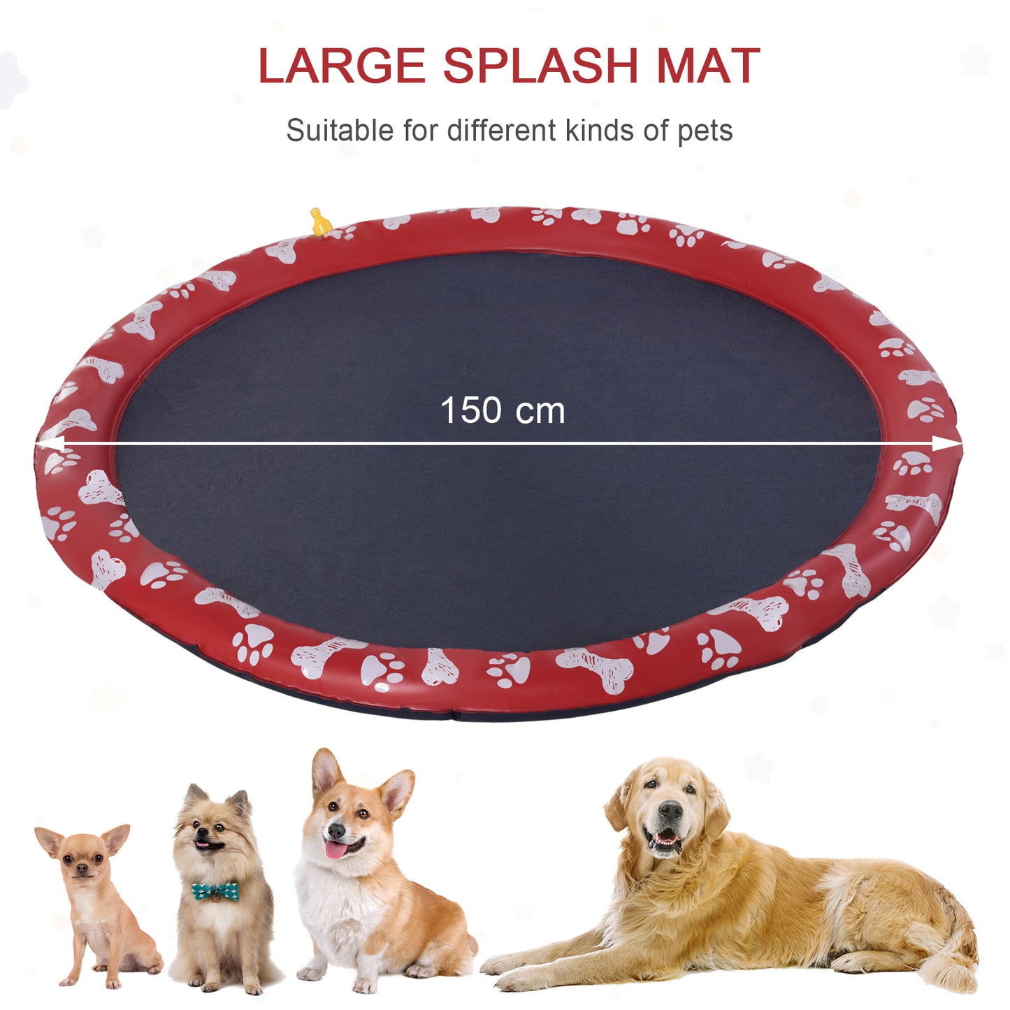 Dog Splash Pad, Pet Sprinkler Mat, Non-Slip Dog Paddling Pool