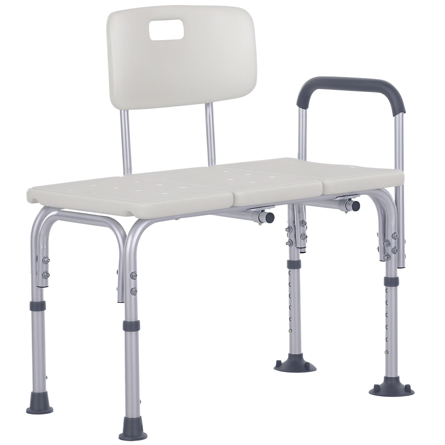 Height Adjustable Shower Chair, Non Slip Bath Transfer Bench for Elderly, Disabled with Armrest and Backrest