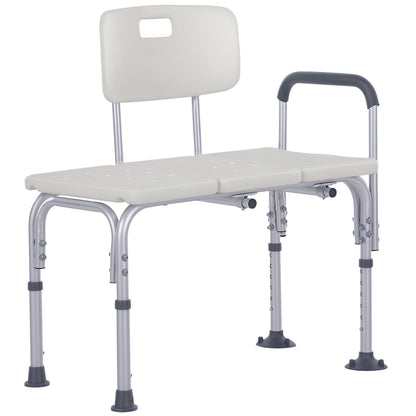 Height Adjustable Shower Chair, Non Slip Bath Transfer Bench for Elderly, Disabled with Armrest and Backrest