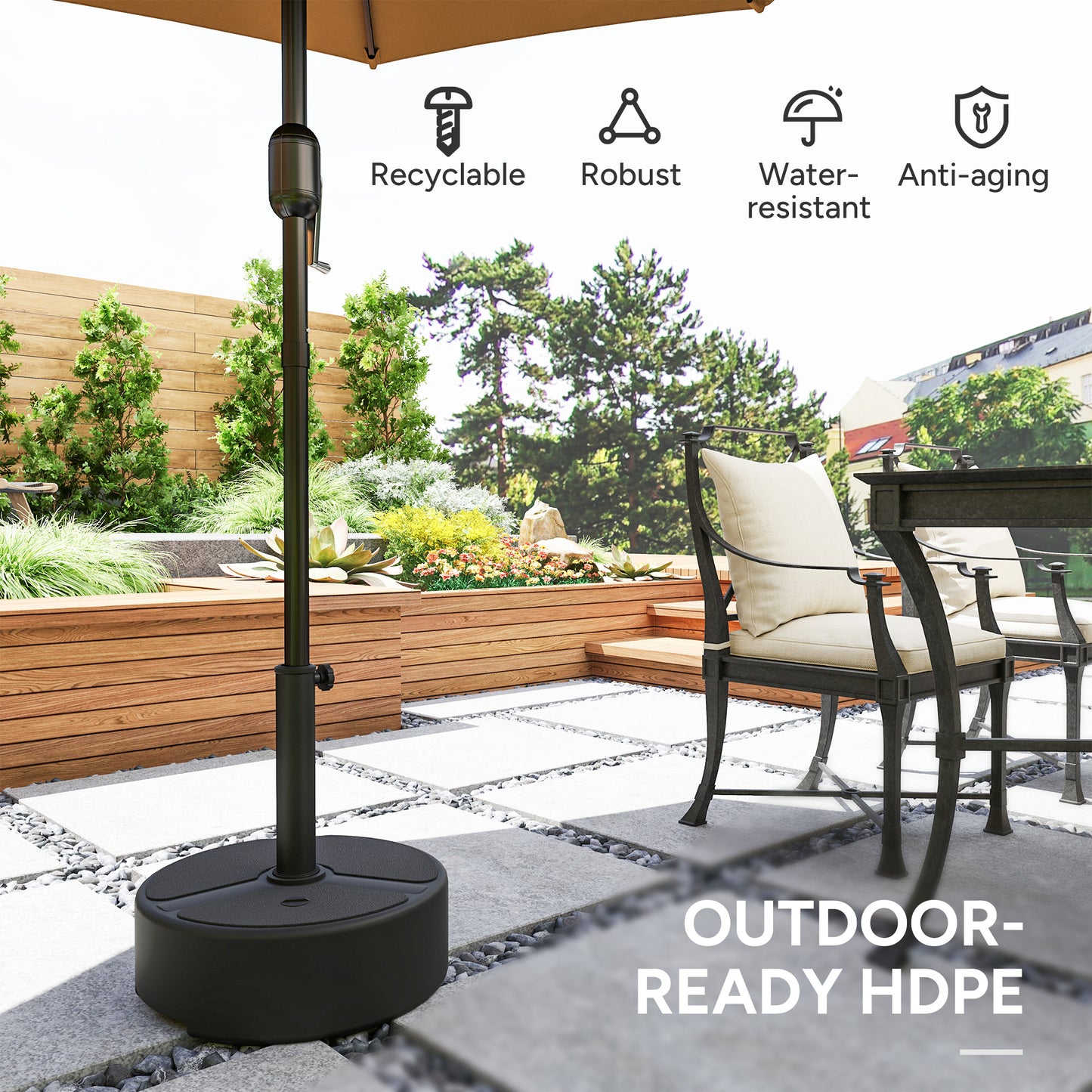 Round Garden Parasol Base, Garden Umbrella Stand Heavy Duty Parasol Base, Filled Up to 20kg with Stand or 18kg