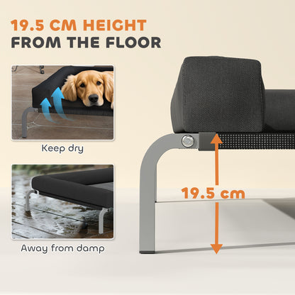 Elevated Dog Bed with Removable Bolsters, Raised Dog Bed for Large Breeds, Portable Indoor & Outdoor Pet Cots, Black