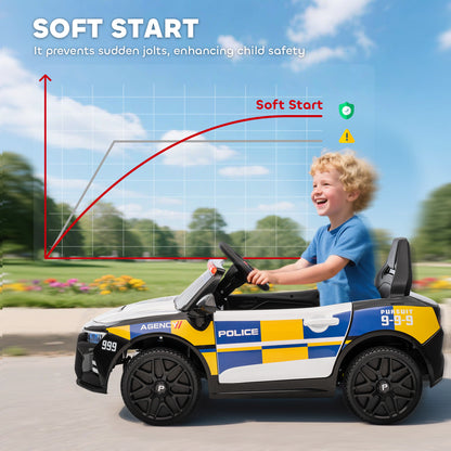 Kids Electric Ride on Police Car with Remote Control, Music, Horn, Siren Flashing Lights for 3-5 Years Old, Multicolour