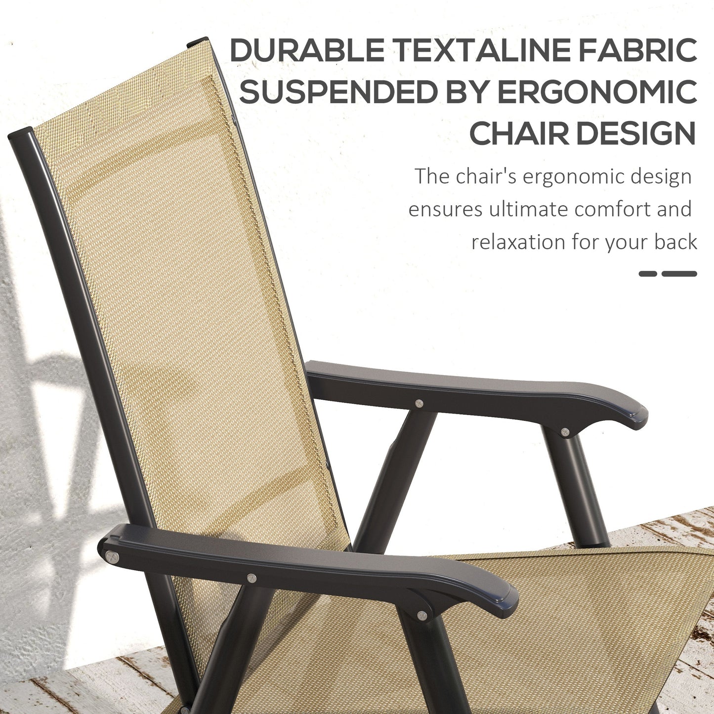 Set of Four Folding Garden Chairs - Light Brown