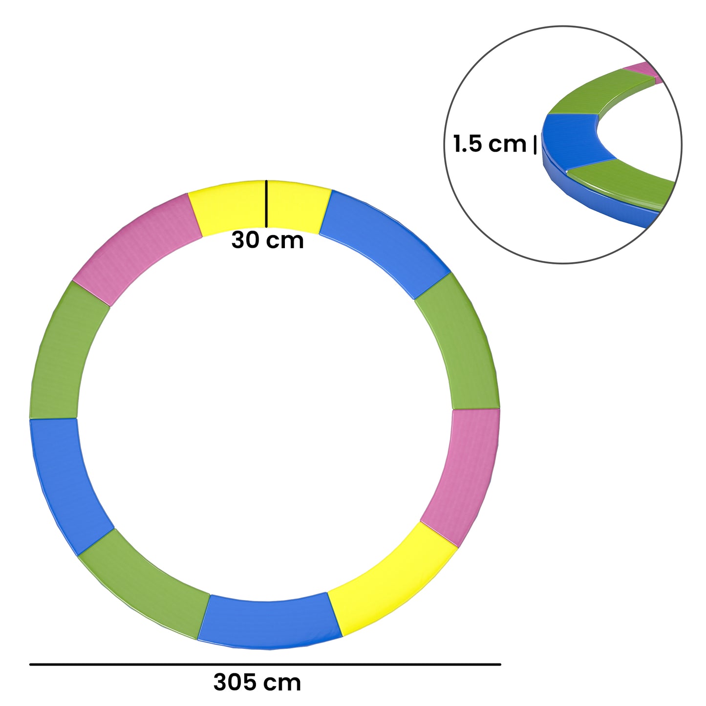 10FT Trampoline Spring Cover, Plastic Trampoline Pad Replacement with Elastic Cord, Waterproof