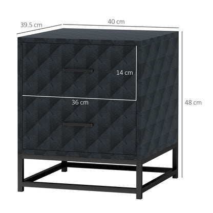 Bedside Tables Set of 2, Modern Bedside Table Nightstand with 2 Drawers, Bedside Cabinet Sofa Side Table with Storage