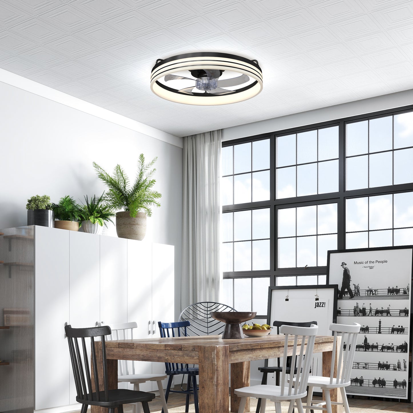 Ceiling Fans with Lights and Remote & App Control, 50cm LED Ceiling Fan Light with 3 Colour Temperatures, 6 Speed, Black