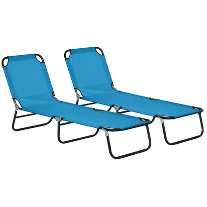 Garden Sun Lounger, with Five-Position Back - Sky Blue