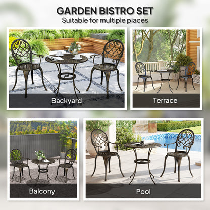 Three-Piece Elegant Aluminium Garden Set - Bronze Tone