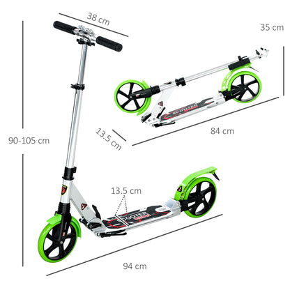 Folding Kick Scooter, Adjustable Ride On Scooter with 200mm Big Wheels and Double Shock Absorption