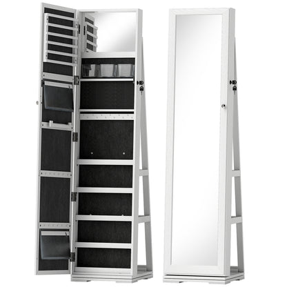360° Swivel Jewellery Cabinet, Free Standing Full Length Mirror with Storage