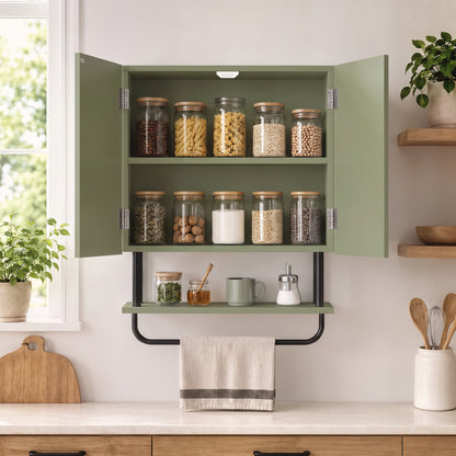 Bathroom Wall Cabinet Modern Space Saver Wall Mounted Cabinet Doors Storage Green