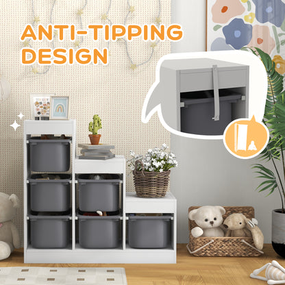 Toy Storage Organiser, Three-Layer Kids Toy Storage Units, with Removable Bins, for Ages 3-8 Years, Grey