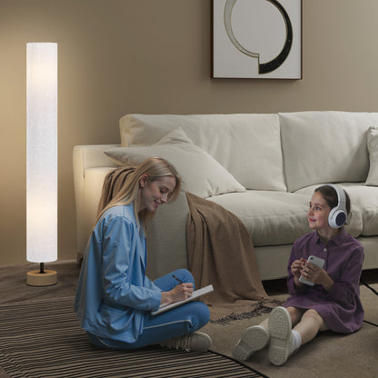 Floor Lamp for Living Room, 47" Modern Standing Lamp with Linen Shade, Wooden Base, Grey