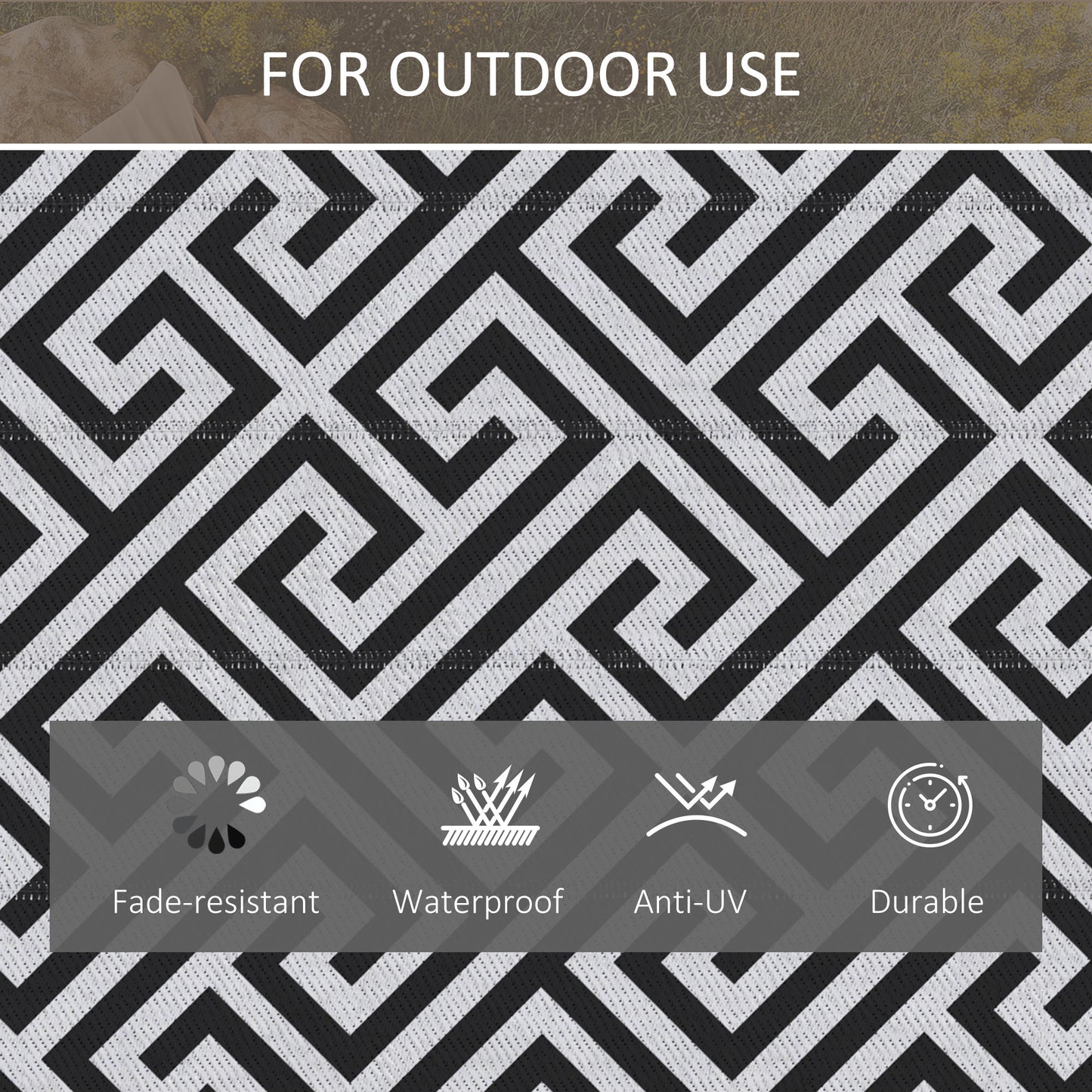 Outdoor Rug Reversible Mat Plastic Straw Rug Portable RV Camping Mat for Garden Deck Picnic Indoor, 121 x 182 cm (4 x 6 ft)